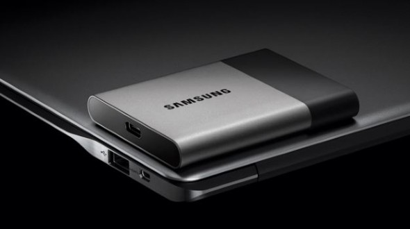 Samsung SSD  portable hard drive capacity 2 TB size width a business card.